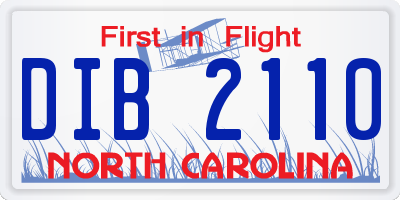 NC license plate DIB2110