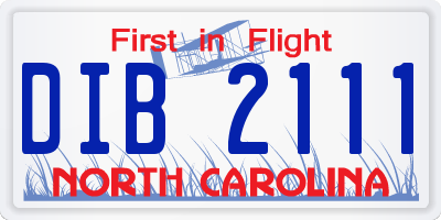 NC license plate DIB2111
