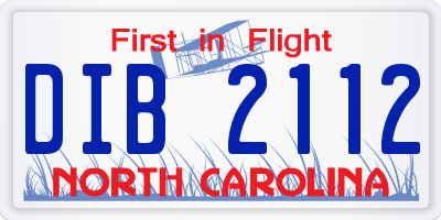 NC license plate DIB2112