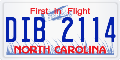 NC license plate DIB2114