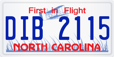 NC license plate DIB2115