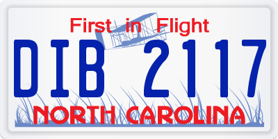 NC license plate DIB2117