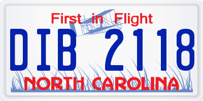 NC license plate DIB2118