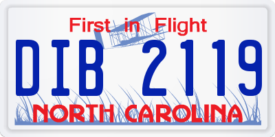 NC license plate DIB2119