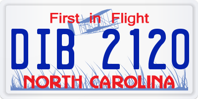 NC license plate DIB2120