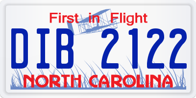 NC license plate DIB2122