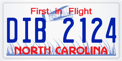 NC license plate DIB2124
