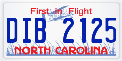 NC license plate DIB2125