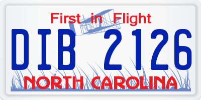 NC license plate DIB2126