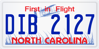NC license plate DIB2127
