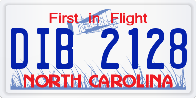 NC license plate DIB2128