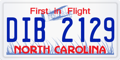 NC license plate DIB2129