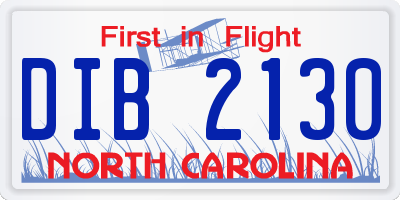 NC license plate DIB2130