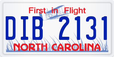NC license plate DIB2131