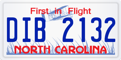 NC license plate DIB2132