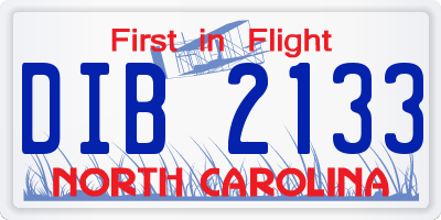 NC license plate DIB2133