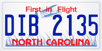 NC license plate DIB2135