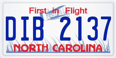NC license plate DIB2137