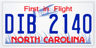 NC license plate DIB2140