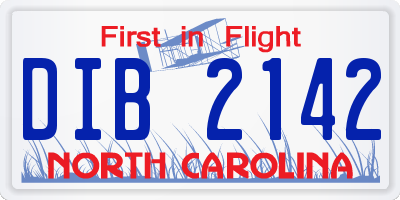 NC license plate DIB2142