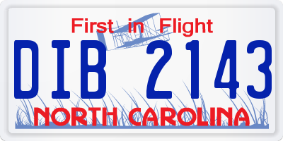 NC license plate DIB2143
