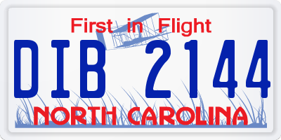 NC license plate DIB2144