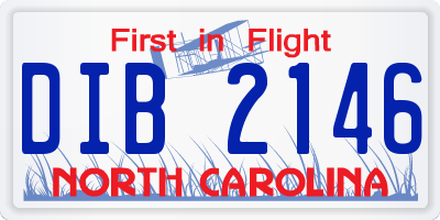 NC license plate DIB2146