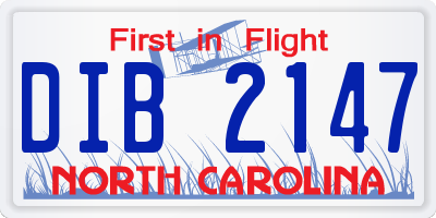 NC license plate DIB2147