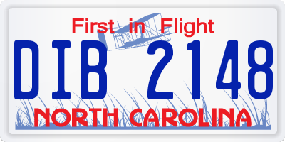 NC license plate DIB2148