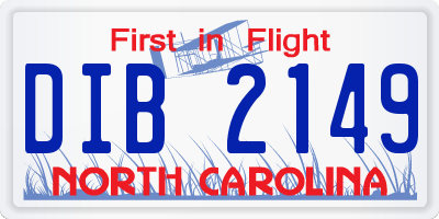 NC license plate DIB2149