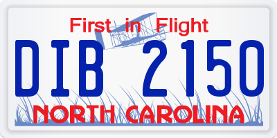 NC license plate DIB2150