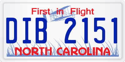 NC license plate DIB2151