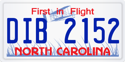 NC license plate DIB2152