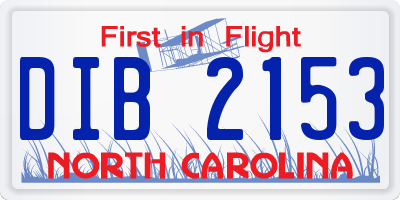 NC license plate DIB2153