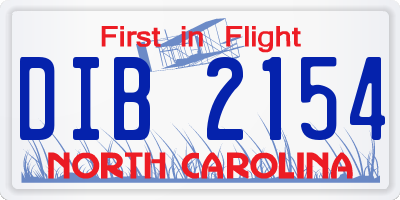 NC license plate DIB2154