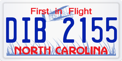NC license plate DIB2155