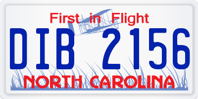 NC license plate DIB2156