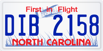 NC license plate DIB2158