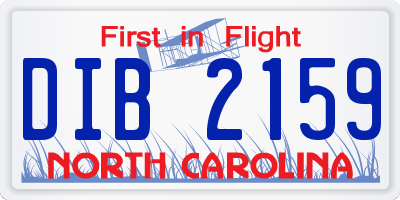 NC license plate DIB2159