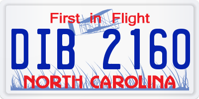 NC license plate DIB2160
