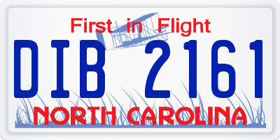 NC license plate DIB2161
