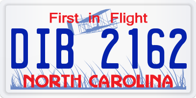 NC license plate DIB2162