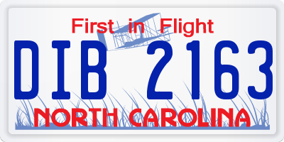 NC license plate DIB2163