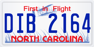 NC license plate DIB2164