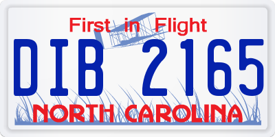 NC license plate DIB2165