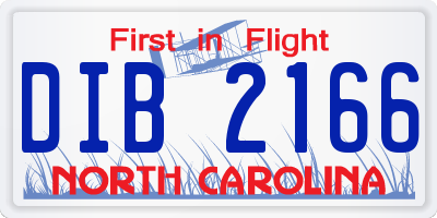 NC license plate DIB2166