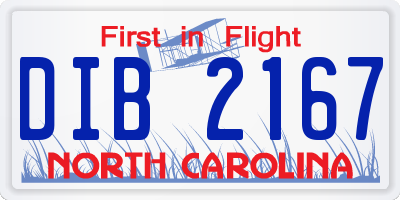 NC license plate DIB2167