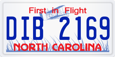 NC license plate DIB2169