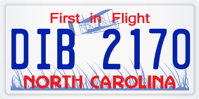 NC license plate DIB2170