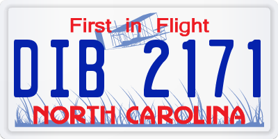 NC license plate DIB2171